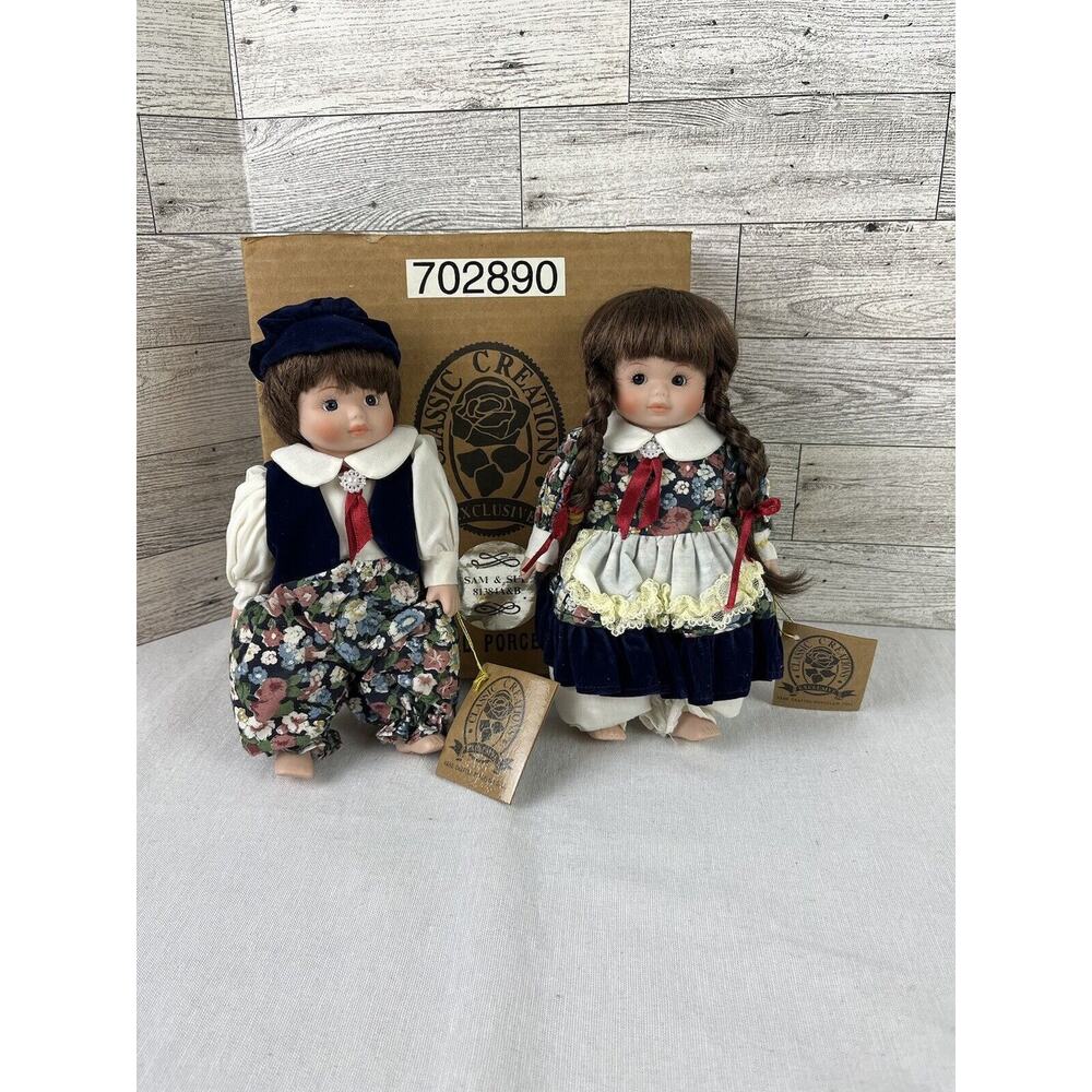 Vintage-Rare-Pair Of Two Classic Creations Sam Ad Sue Dolls Boy & Girl Twins?